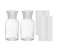 PATIKIL 2 Pack 250ml Glass Reagent Bottle, Wide Mouth Reagent Media Storage Bottle with Ground Stopper for Lab Water Reagent Liquids Chemistry Science Vase Perfume, Clear(8.8oz)