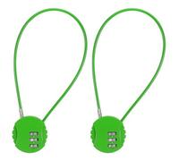 PATIKIL 2 Pack 3 Digit Combination Lock,Round Helmet Padlock Cable Lock Gym Locker Lock with 0.98Ft Flexible Security Steel Lock Wire for Bike Locker Travel Luggage, Green