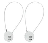 PATIKIL 2 Pack 3 Digit Combination Lock,Round Helmet Padlock Cable Lock Gym Locker Lock with 0.98Ft Flexible Security Steel Lock Wire for Bike Locker Travel Luggage, Silver