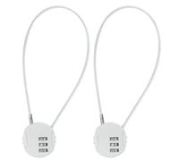 PATIKIL 2 Pack 3 Digit Combination Lock,Round Helmet Padlock Cable Lock Gym Locker Lock with 1.31Ft Flexible Security Steel Lock Wire for Bike Locker Travel Luggage, Silver