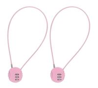 PATIKIL 2 Pack 3 Digit Combination Lock,Round Helmet Padlock Cable Lock Gym Locker Lock with 1.31Ft Flexible Security Steel Lock Wire for Bike Locker Travel Luggage, Pink