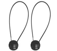 PATIKIL 2 Pack 3 Digit Combination Lock,Round Helmet Padlock Cable Lock Gym Locker Lock with 1.64Ft Flexible Security Steel Lock Wire for Bike Locker Travel Luggage, Black