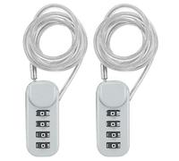 PATIKIL 2 Pack 4 Digit Combination Lock, Helmet Padlock Cable Lock Gym Locker Lock with 3.94Ft Flexible Security Steel Lock Wire for Bike Locker Travel Luggage, Grey
