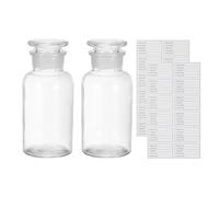 PATIKIL 2 Pack 500ml Glass Reagent Bottle, Wide Mouth Reagent Media Storage Bottle with Ground Stopper for Lab Water Reagent Liquids Chemistry Science Vase Perfume, Clear(17.6oz)