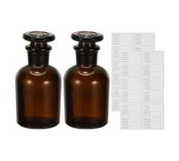 PATIKIL 2 Pack 60ml Glass Reagent Bottle, Narrow Mouth Reagent Media Storage Bottle with Ground Stopper for Lab Water Reagent Liquids Chemistry Science Vase Perfume, Brown(2.1 oz)