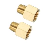 PATIKIL 2 Pack Brass Pipe Fitting Hex Bushing, 3/8" NPT Female to 1/4" NPT Male Reducer Adapter Pipe Extension Fittings for Tub Spout Shower, Golden