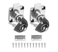 PATIKIL 2 Pack Drawer Lock with Keys, Keyed Different Alloy Steel Desktop Lock with 7/8" Length 3/4" Dia Cylinder Cam Cabinet Locks for File Drawer RV Storage Replacement, Silver