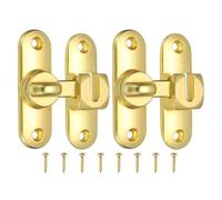 PATIKIL 2 Pack Flip Sliding Door Latch Safety Bar Gate Lock Hardware for Cabinet Bathroom Bedroom Garden, Gold