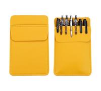 PATIKIL 2 Pack Leather Pocket Protector, Large Widened Pen Pocket Protector Pen Holder Organizer Pouch Pencil Sleeve for Heavy Duty Shirts Lab Coats Pointers Office Notes Card, Yellow