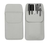 PATIKIL 2 Pack Leather Pocket Protector, MultiPurpose Pen Pocket Protector Pen Holder Organizer Pouch Pencil Sleeve for Heavy Duty Shirts Lab Coats Pointers Notes Card Office, Gray