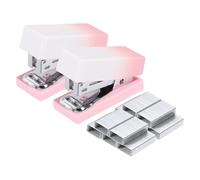 PATIKIL 2 Pack Mini Stapler with Staples, Small Stapler Cute Tiny Portable Pocket Set 15 Sheet Capacity with 800pcs Staples for Desktop Travel Classroom Office Supplies, Gradient Pink