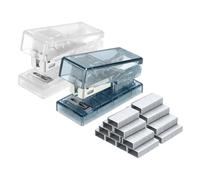 PATIKIL 2 Pack Mini Stapler with Staples, Small Stapler Cute Tiny Portable Pocket Set 20 Sheet Capacity with 2000pcs Staples for Desktop Travel Classroom Office Supplies, Clear White Blue