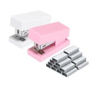 PATIKIL 2 Pack Mini Stapler with Staples, Small Stapler Cute Tiny Portable Pocket Set 20 Sheet Capacity with 2000pcs Staples for Desktop Travel Classroom Office Supplies, White Pink
