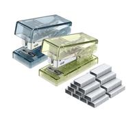 PATIKIL 2 Pack Mini Stapler with Staples, Small Stapler Cute Tiny Portable Pocket Set 20 Sheet Capacity with 2000pcs Staples for Desktop Travel Classroom Office Supplies, Clear Green Blue