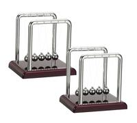 PATIKIL 2 Pack Newtons Cradle, Newton's Cradle Pendulum 5 Balance Balls Desk Toys Gravity Ball Cool Funny for Physics Toys Adults Science Men Office Desk Decor Home Gift, Red, S