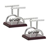 PATIKIL 2 Pack Newtons Cradle, Newton's Cradle Pendulum 5 Balance Balls Desk Toys Gravity Ball Cool Funny for Physics Toys Adults Science Men Office Desk Decor Home Gift, T-shaped, S