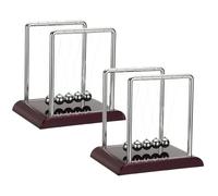 PATIKIL 2 Pack Newtons Cradle, Newton's Cradle Pendulum 5 Balance Balls Desk Toys Gravity Ball Cool Funny for Physics Toys Adults Science Men Office Desk Decor Home Gift, Red, L