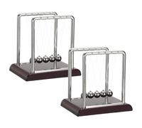 PATIKIL 2 Pack Newtons Cradle, Newton's Cradle Pendulum 5 Balance Balls Desk Toys Gravity Ball Cool Funny for Physics Toys Adults Science Men Office Desk Decor Home Gift, Red, M