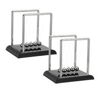 PATIKIL 2 Pack Newtons Cradle, Newton's Cradle Pendulum 5 Balance Balls Desk Toys Gravity Ball Cool Funny for Physics Toys Adults Science Men Office Desk Decor Home Gift, Black, L