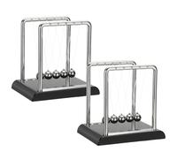 PATIKIL 2 Pack Newtons Cradle, Newton's Cradle Pendulum 5 Balance Balls Desk Toys Gravity Ball Cool Funny for Physics Toys Adults Science Men Office Desk Decor Home Gift, Black, M
