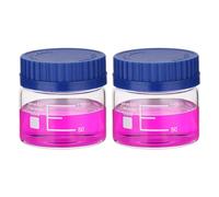 PATIKIL 2 Pack Reagent Media Storage Bottles, 150ml Borosilicate Glass Wide Mouth Graduated Round Bottles with GL32 Blue Screw Cap for Lab Water Reagent Liquids, Clear