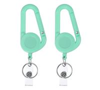 PATIKIL 2 Pack Retractable Keychain Belt Clip, Retractable ID Badge Reel Plastic Card Holder Reel Badge Holder Clip for Women Volunteers Teacher Office Business, Light Blue