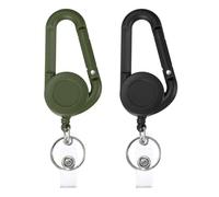 PATIKIL 2 Pack Retractable Keychain Belt Clip, Retractable ID Badge Reel Plastic Card Holder Reel Badge Holder Clip for Women Volunteers Teacher Office Business, Black, Army Green