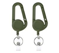 PATIKIL 2 Pack Retractable Keychain Belt Clip, Retractable ID Badge Reel Plastic Card Holder Reel Badge Holder Clip for Women Volunteers Teacher Office Business, Army Green