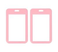 PATIKIL 2 Pack Sliding Clear Badge Holder, Plastic ID Badge Holder Double Sided Windows Vertical ID Protector for Credit Cards Proximity Key Cards, Pink