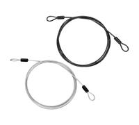 PATIKIL 2 Pcs 1/8" Dia Vinyl Coated Stainless Steel Cable with Loops, 6.6ft (79") Flexible Wire Rope Security Chain Lanyard Lock for Outdoor Stage Lighting Luggage Lock, Black/Transparent