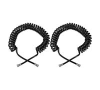 PATIKIL 2 Pcs 1/8 Polyurethane Recoil Air Hose, 10ft Air Compressor Hose with 1/8 Inch Quick Fittings and Bend Restrictor for Air Brush Paint Machine Nails, Black
