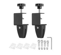 PATIKIL 2 Pcs 1/8" to 1/2" Adjustable Desk Divider Partition Clips, Aluminum Sneeze Guard Support Clamps Desktop Divider Clips for Offices Stores, Counter Privacy Panel,Black