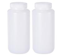 PATIKIL 2 Pcs 1000ml Reagent Bottles, PE Wide Mouth Round Graduated Bottles with Screw Cap for Lab Water Reagent Liquids Solid Sample Storage Seal, Transparent White
