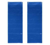 PATIKIL 2 Pcs 10x16CM Index Card Holder Sleeve, 16 Card Slots Organizer Sleeve, PVC Clear Organizer Hanging Wall Pocket Chart for Office Classroom Library Home Organization, Blue