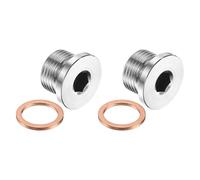 PATIKIL 2 Pcs 3/8" BSP Pipe Plug Fitting, 304 Stainless Steel Internal Hex Head Socket Pipe Cap Adapter Connector with Copper Washer for Sealing Oil Gas Water