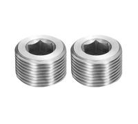 PATIKIL 2 Pcs 304 Stainless Steel Pipe Plug M22 x 1.5 Male Internal Hex Thread Socket Pipe Plug Hex Countersunk Pipe Fitting for Sealing Water Oil Gas Pipeline, Silver