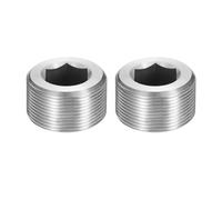 PATIKIL 2 Pcs 304 Stainless Steel Pipe Plug M33 x 1.5 Male Internal Hex Thread Socket Pipe Plug Hex Countersunk Pipe Fitting for Sealing Water Oil Gas Pipeline, Silver