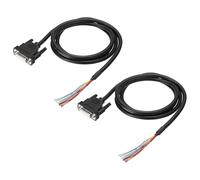 PATIKIL 2 Pcs 4.9 ft 26AWG DB15 Female Connector to Bare Wire END RS232 15-Pin Serial Extension Cable Double Shielded Gold Plated Female Connector, Black