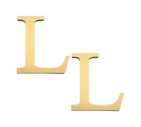 PATIKIL 2 Pcs 4 Inch 3D Acrylic Alphabet Mirror Wall Stickers Letter L Self-Adhesive Home Decor Letter Sign Art Sticker Decal for DIY Home Decoration Light Gold