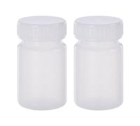 PATIKIL 2 Pcs 50ml Reagent Bottles, PE Wide Mouth Round Graduated Bottles with Screw Cap for Lab Water Reagent Liquids Solid Sample Storage Seal, Transparent White