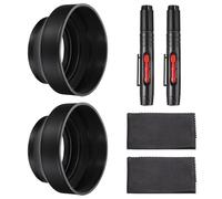 PATIKIL 2 Pcs 77mm Rubber Camera Lens Hood, Collapsible in 3 Steps Black Universal Sun Shade Shield with Fiber Cleaning Cloth Cleaning Pen