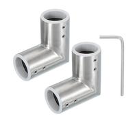 PATIKIL 2 Pcs 90° Curtain Rod Corner Connector, Silver Stainless Steel, 1" Inner Diameter, 2.48" x 2.48" Size, Includes Screwdriver, Bay/Corner Window Rods