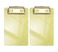 PATIKIL 2 Pcs Acrylic Clip Boards, 150mm x 100mm A6 Yellow Stylish Acrylic Clipboards Glitter Design Cute Clip Boards Office Supplies for Restaurant Shop Store Note Sign Holder