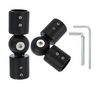 PATIKIL 2 Pcs Adjustable Stainless Steel Black Curtain Rod Corner Connector, 1 Inch Bay Window, Painted Finish