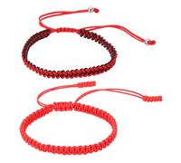 PATIKIL 2 Pcs Braided Bracelet, Men Women Tibetan String Rope Bracelet Handmade Lucky Prayer Protection Adjustable Size for Gifts Anniversary Family, Black Red & Red
