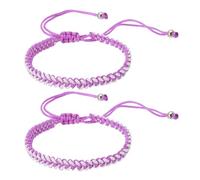 PATIKIL 2 Pcs Braided Bracelet, Men Women Tibetan String Rope Bracelet Handmade Lucky Prayer Protection Adjustable Size for Gifts Anniversary Family, White Purple