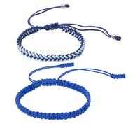 PATIKIL 2 Pcs Braided Bracelet, Men Women Tibetan String Rope Bracelet Handmade Lucky Prayer Protection Adjustable Size for Gifts Anniversary Family, Dual Blue & Blue