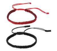 PATIKIL 2 Pcs Braided Bracelet, Men Women Tibetan String Rope Bracelet Handmade Lucky Prayer Protection Adjustable Size for Gifts Anniversary Family, Red Black & Black