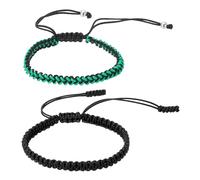 PATIKIL 2 Pcs Braided Bracelet, Men Women Tibetan String Rope Bracelet Handmade Lucky Prayer Protection Adjustable Size for Gifts Anniversary Family, Green Black & Black