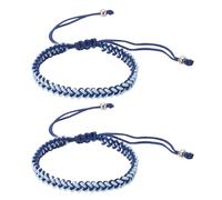 PATIKIL 2 Pcs Braided Bracelet, Men Women Tibetan String Rope Bracelet Handmade Lucky Prayer Protection Adjustable Size for Gifts Anniversary Family, Dual Blue